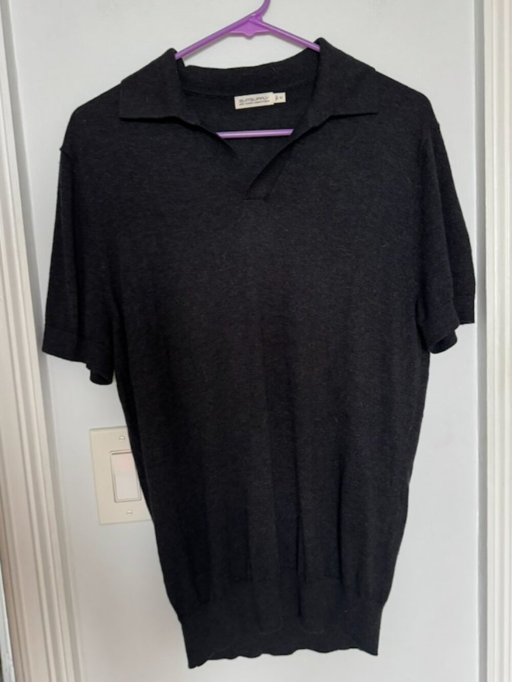 Suit Supply Dark Gray Buttonless Polo in Medium
